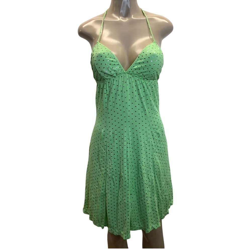 Zuliana Size S/M Vintage Green Shimmer Halter Tie Dress. New With Original Tag